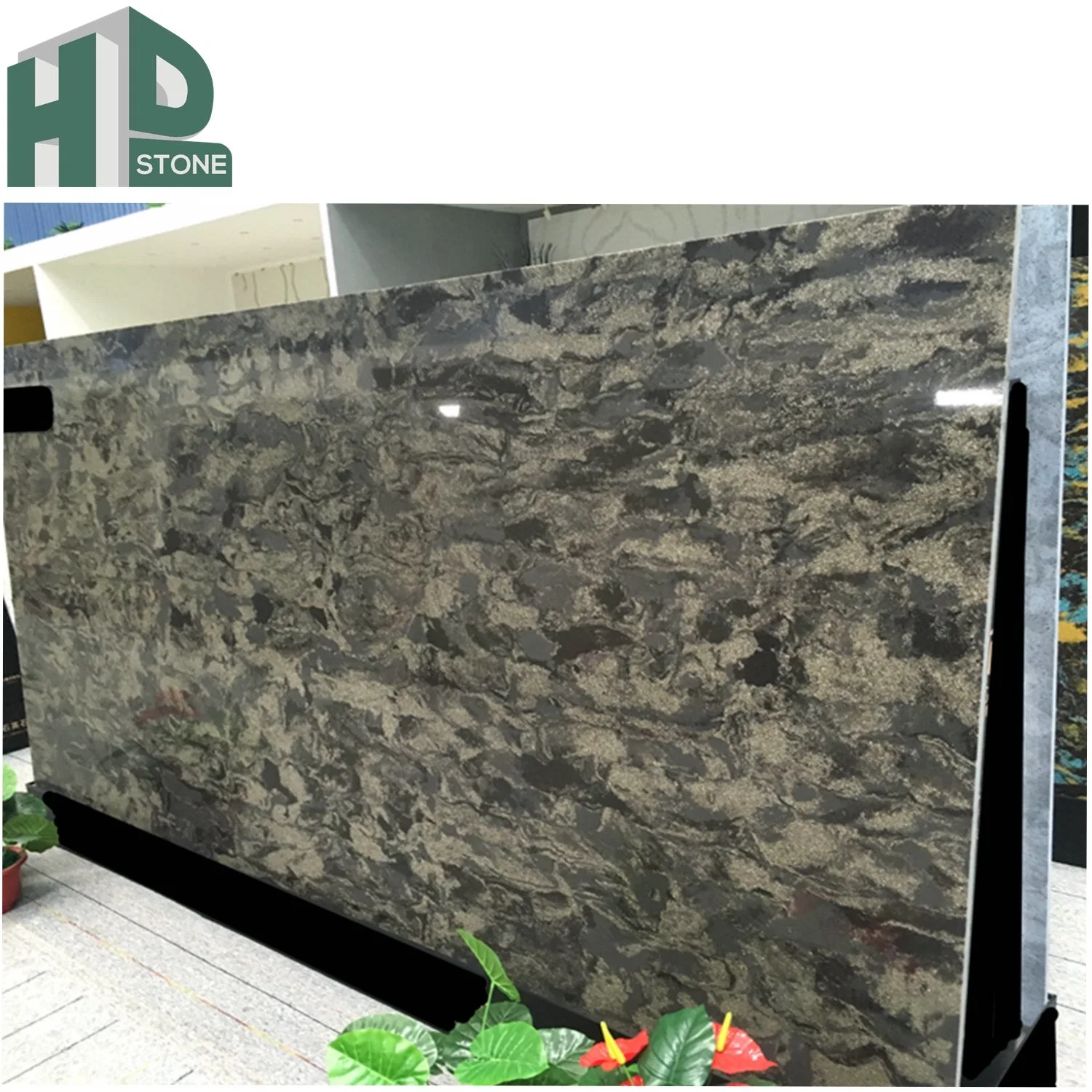 Artificial Mysterious Green Quartz Stone Big Slabs