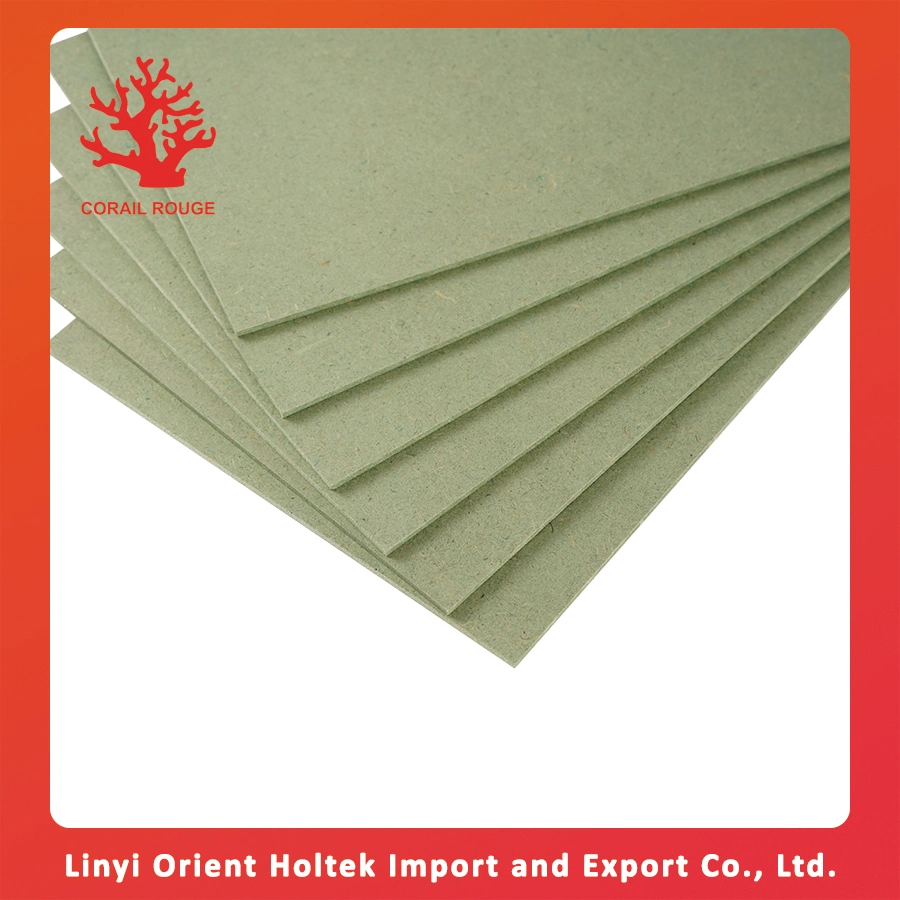 12mm HMR Green MDF resistente al agua Melamina frente Plain Raw PFL MDF