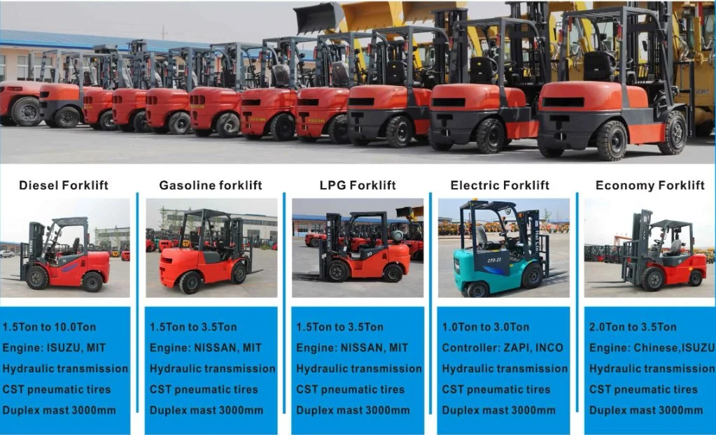 China Brand Jabil New Forklift Truck 3.0 Ton Gasoline Forklift 3m 4.5m 5m Mast