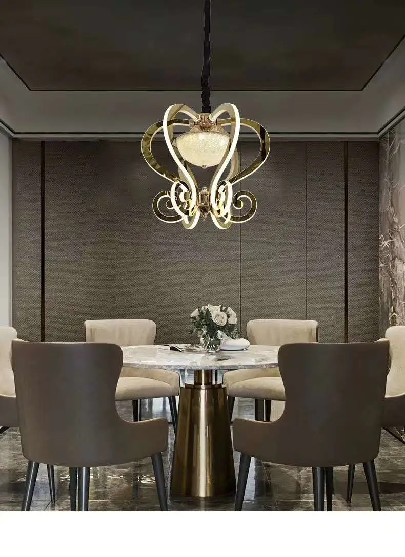 Modern Home Round Shape with Shiny Stainless Steel Pendant Lighting Fixtures Chandeliers Dining Room Bedroom Ceiling Chandelier Pendant Lights