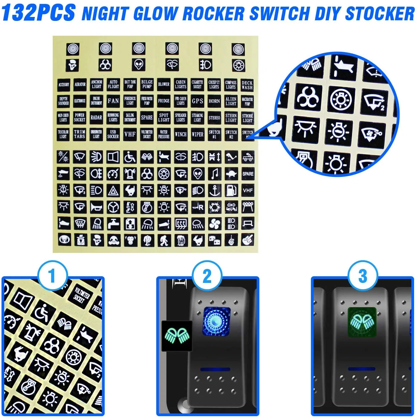 6 Gangs Wasserdichte Rocker-Schalter Aluminiumlegierung Panel mit Zigarettenanzünder Buchse, DC 5V 4,2A Dual USB-Ladegerät Voltmeter für Auto Marine Boot Motorrad