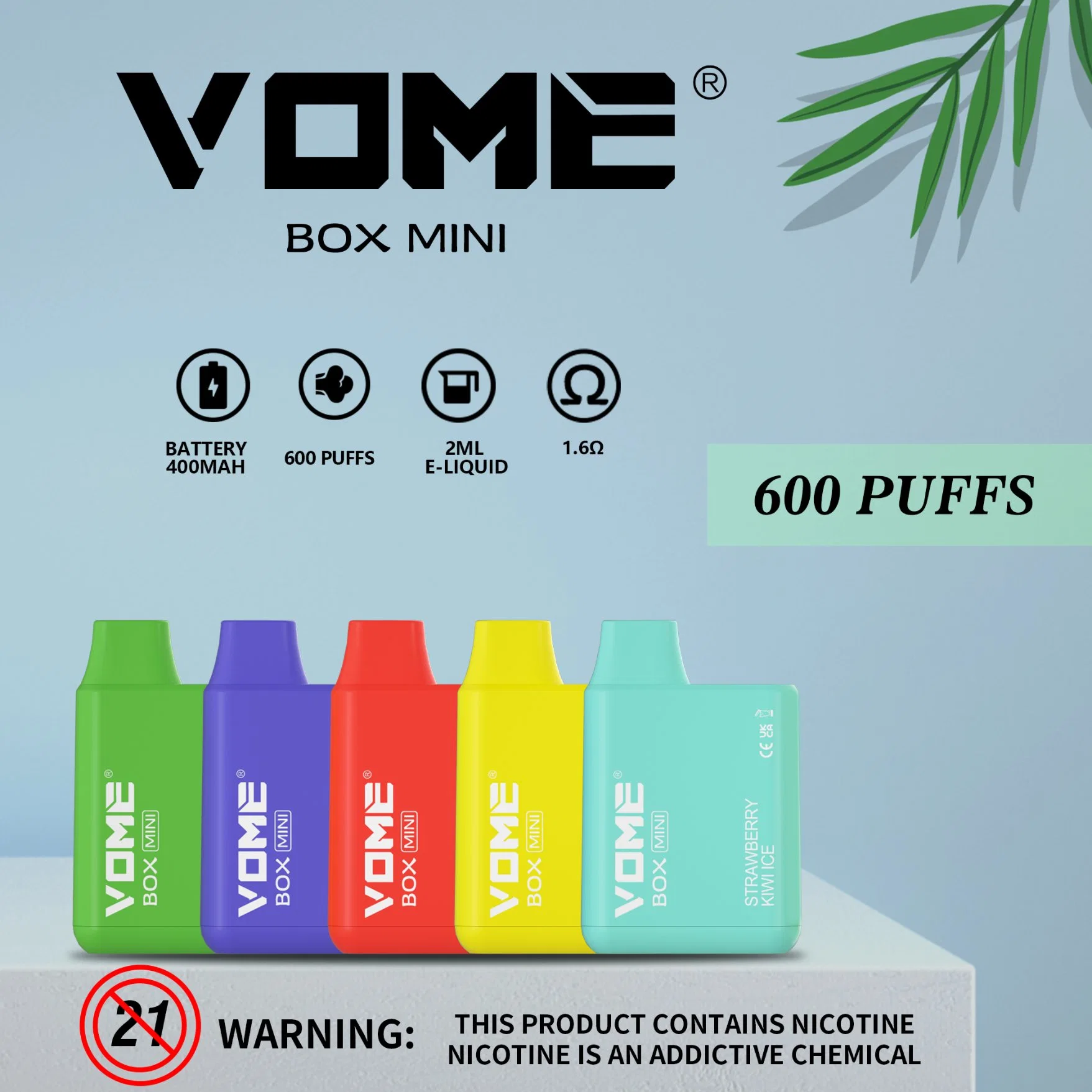 Highly Recommendation Disposable/Chargeable Vape 400mAh Vome Box Mini 600 Puffs