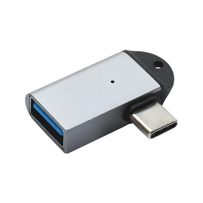 Angled USB3.0 a Female to USB C Male Adapter with Keychain Hole