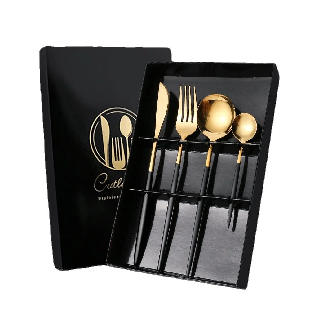 2023 Top Seller Tableware Stainless Steel Cutlery Set Gold Fork Knife and Spoon Dinner Set Comes with Box