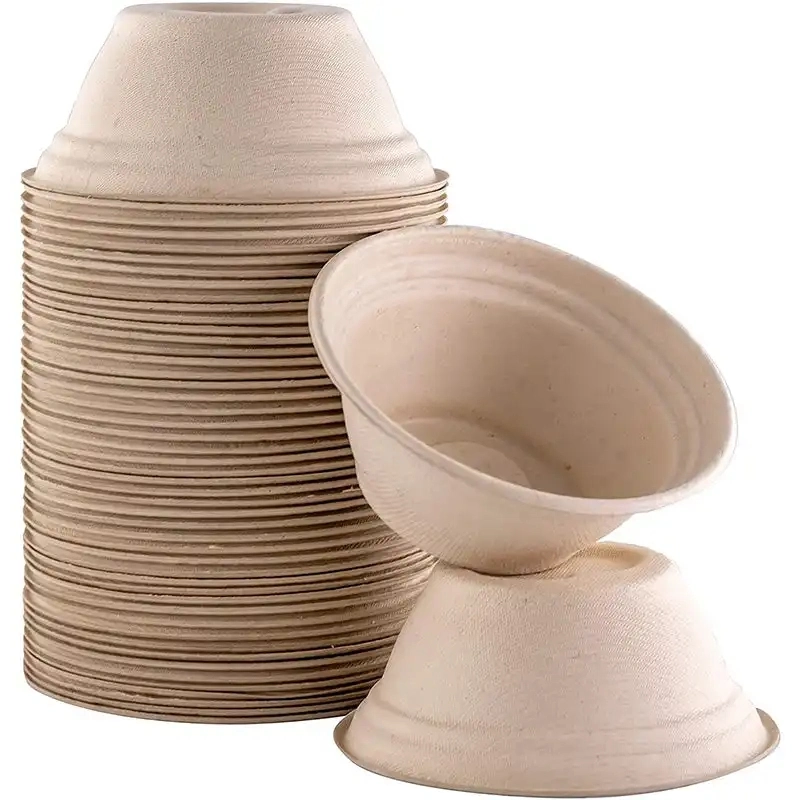 Creme de gelo descartável ecológico biodegradável papel de compostável para bagaço de cana-de-açúcar Ramen Salad Food Bowl