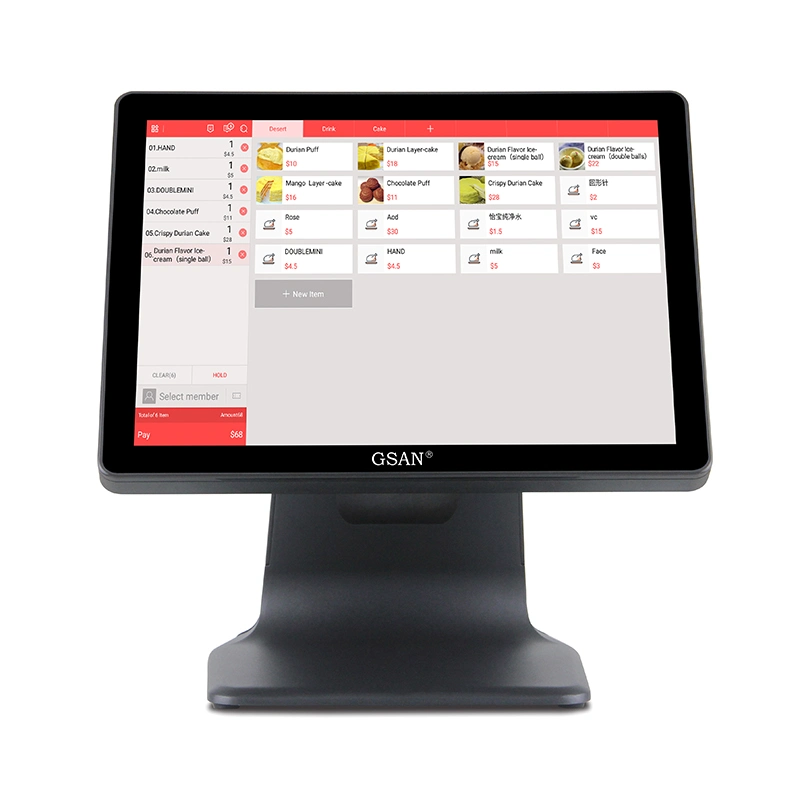 Nuevo sistema de 15 pulgadas todo en uno de pantalla táctil de Windows POS para Restaurante