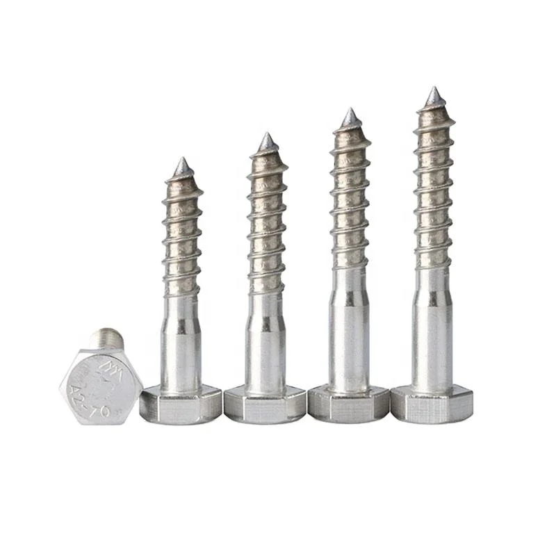 DIN571 Carbon Steel Self-Tapping Screws External Hex M6 M8 M10 M12 Zinc-Plated Lengthened Wood Screws