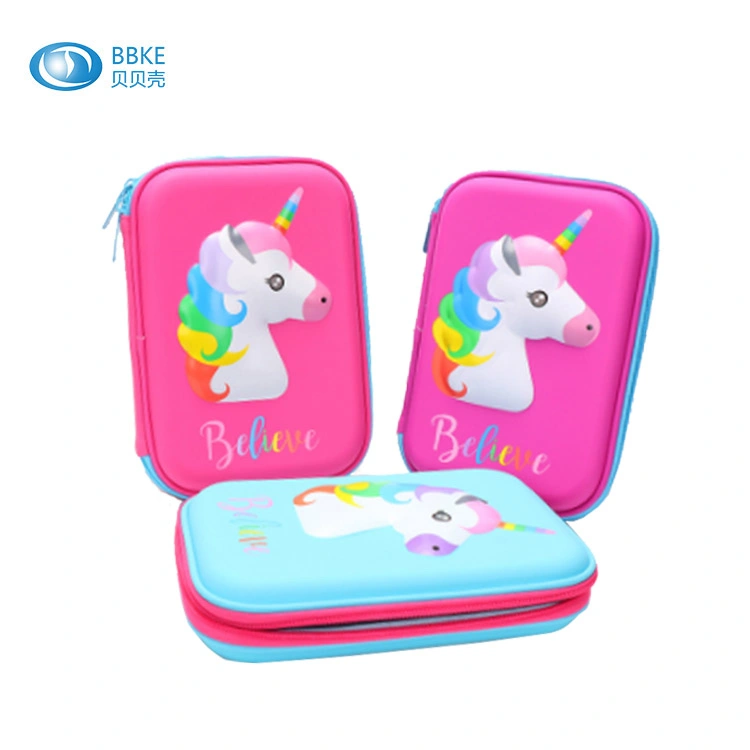 Smiggle EVA Unicorn Pencil Case Custom Waterproof 3D Large EVA Hard Pencil Case Mold Storage Box EVA Pen Pencil Case Big Zipper Kids Pencil Box Case