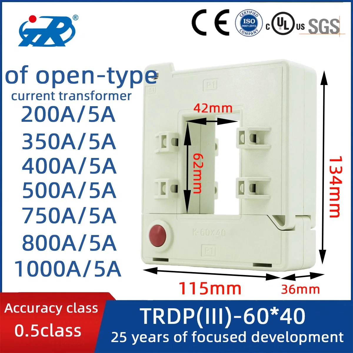 Trdp-0.66 окно трансформатора тока с разделением сердечника Тип 60*40 Трансформатор тока