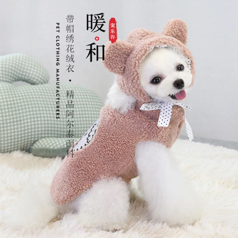 New Cute Bow Tie Dog Cat Base Shirt with Circle Clothes Coat