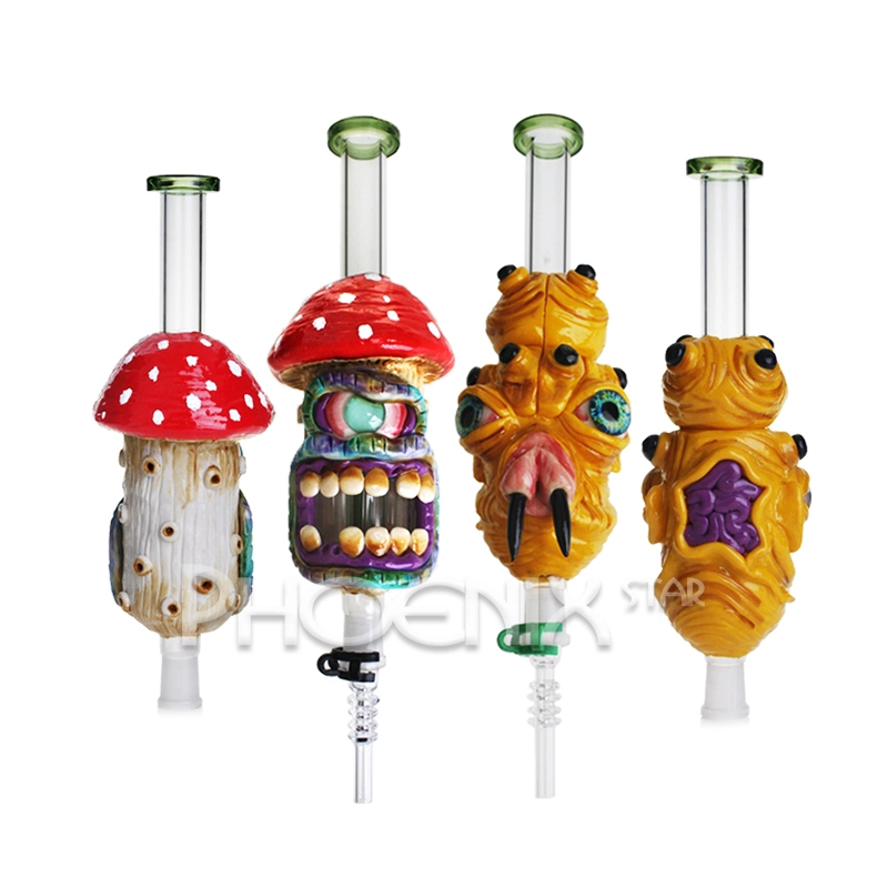 New 3-D Hand Painting Top Quartz Nectar Collectora Straight Pipe Plastic Clip Factory Wholesale Glass Smoking Water Pipe