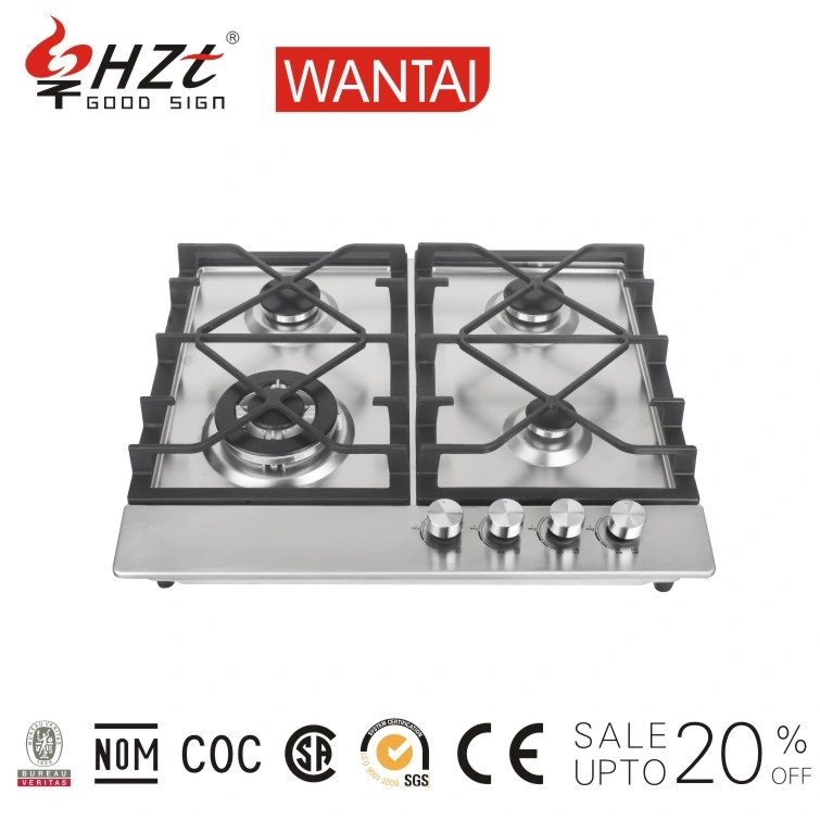 Top 4 Burner Flat Gas Stove Hot Sale Glass Battery Cast Iron Household Free Spare Parts Battery / AC Pulse Ignition (optional)