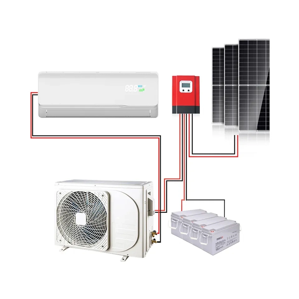 48V DC Solar Air Conditioner for Home Solar Powered Air Conditioner Full DC Volt Inverter Minisplit 1 Ton 1.5HP