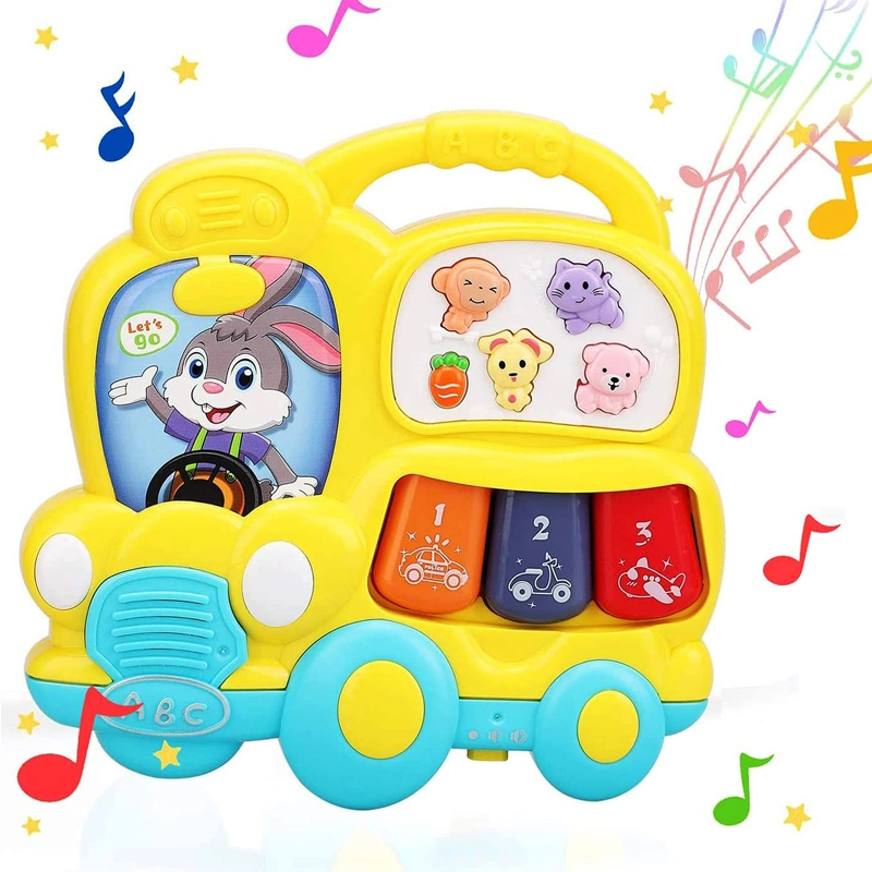 Brinquedo educativo de ônibus escolar para bebê, teclado musical com luzes, piano de brinquedo, música para berço, brinquedos para bebês como brinquedos perfeitos.