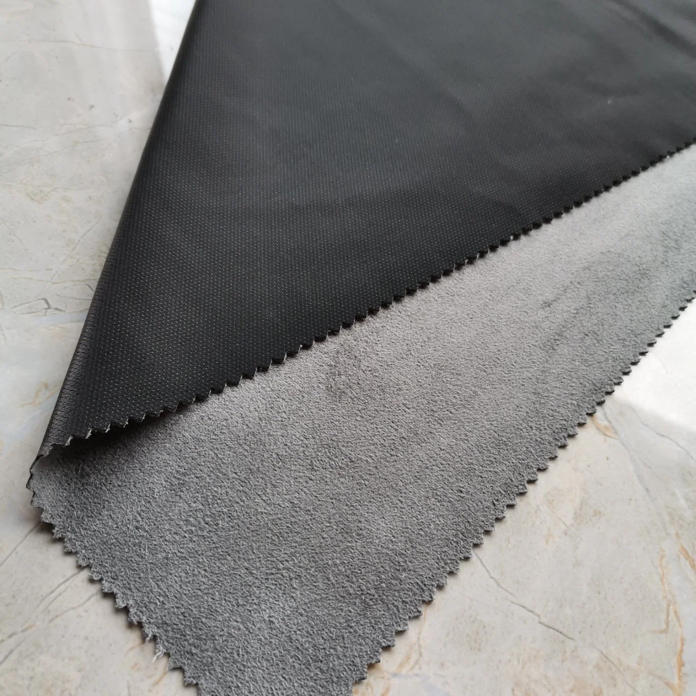 Silk Shining PU Leather with Suede Backing and Super Soft Hand-Feel