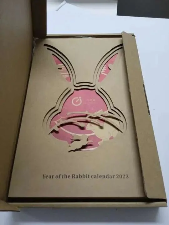 Plegado creativo 2024 Año del conejo el calendario 2024 de papel de personalización de la cultura