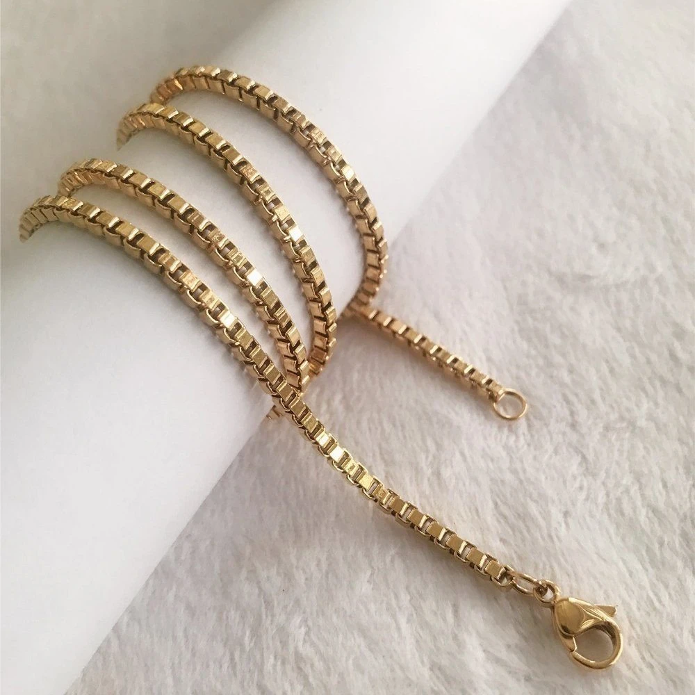 Wholesale Stainless Steel Gold Plated Silver Box Chain Necklace Bracelet Fashion Jewelry