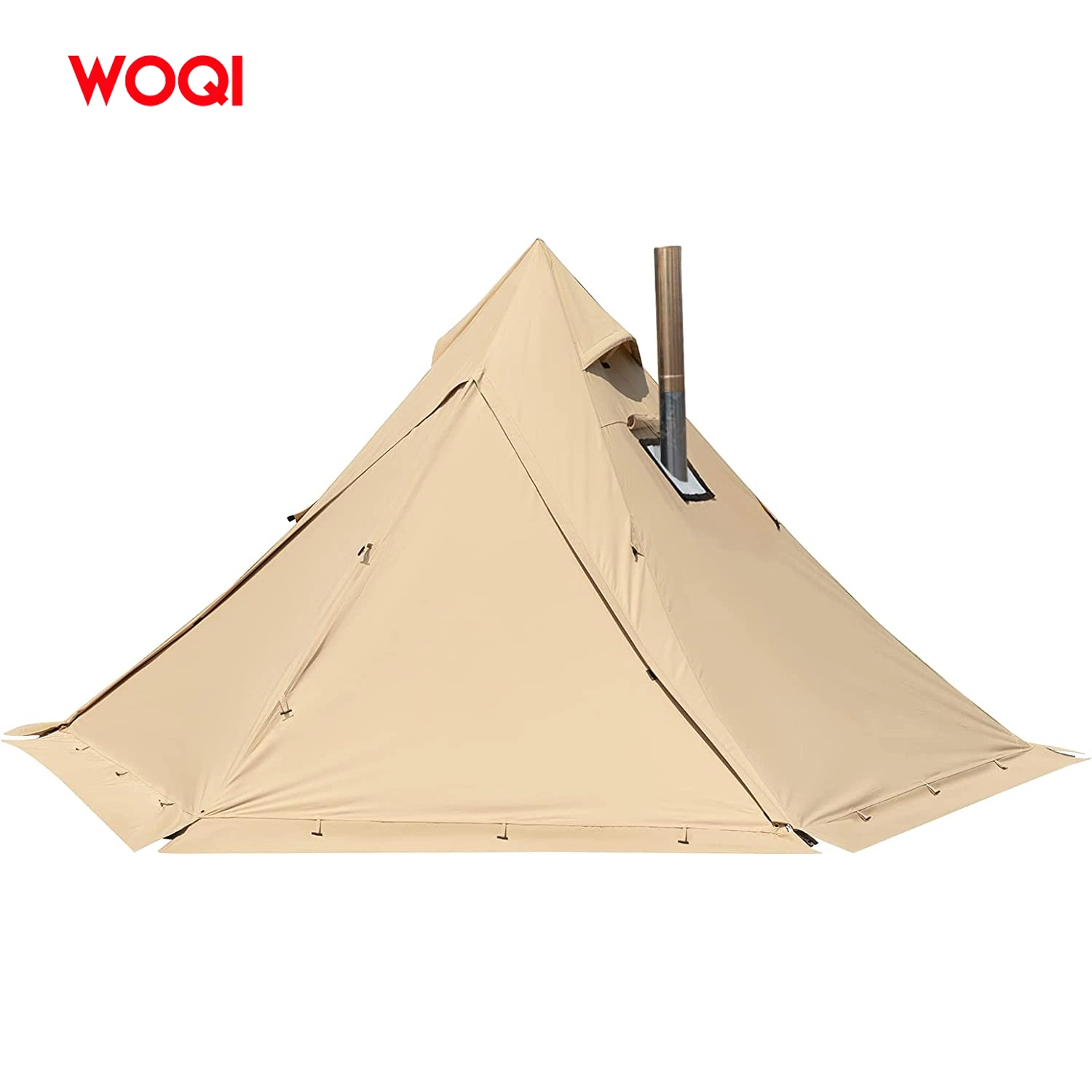 2/4 Person High Quality 4 Seasons Waterproof and UV Resistant Folding Camping Canvas Teardrop Inflatable Bell Tent with Chimney