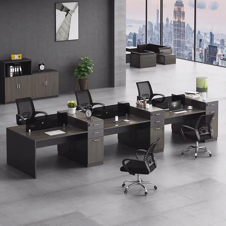 High-End Wooden Melamine Office Furniture Combination Durable Partition Staff Workstation