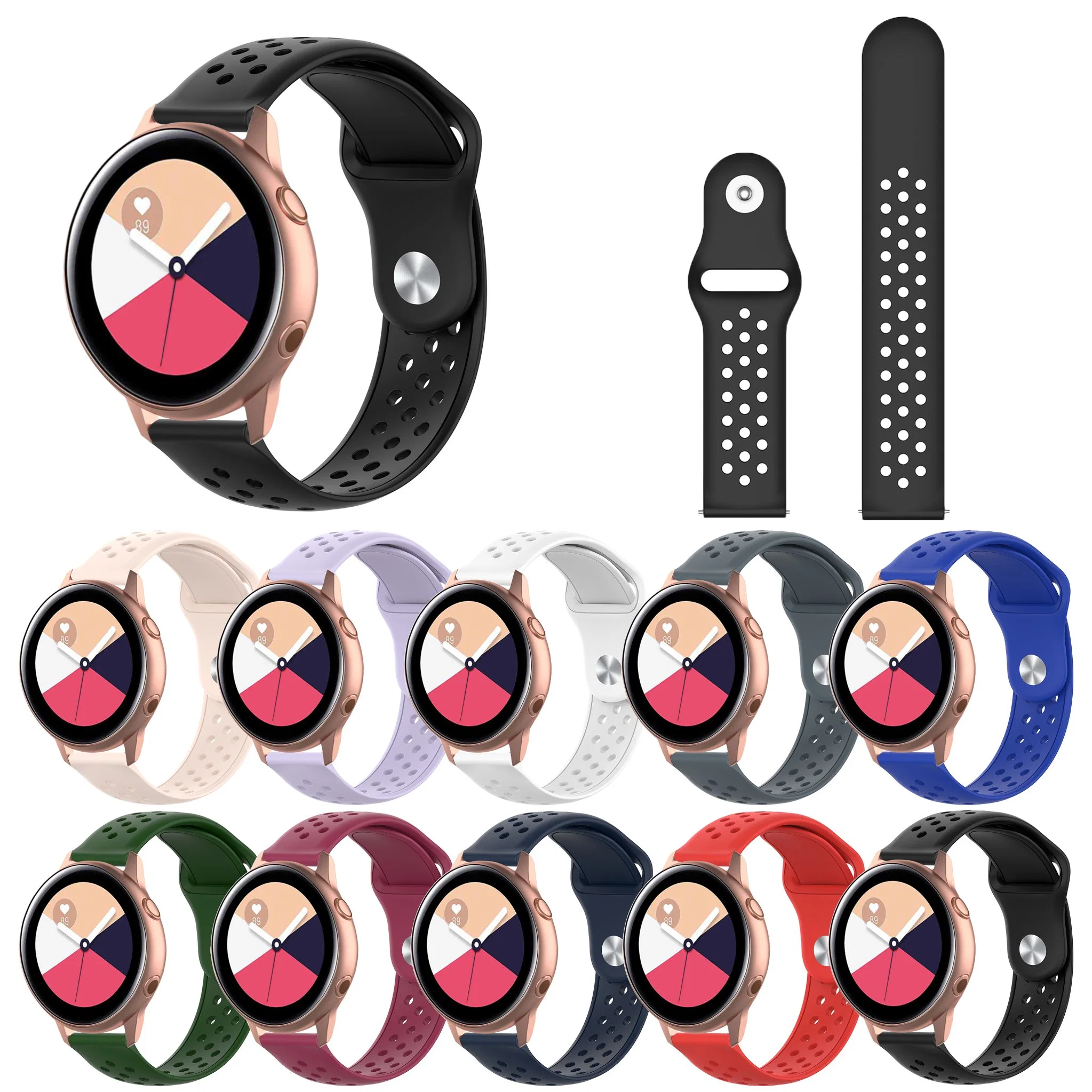 20mm Weiches Silikon Uhrenarmband für Samsung Galaxy Watch 42mm/46mm Active R500 Gang S3 R600