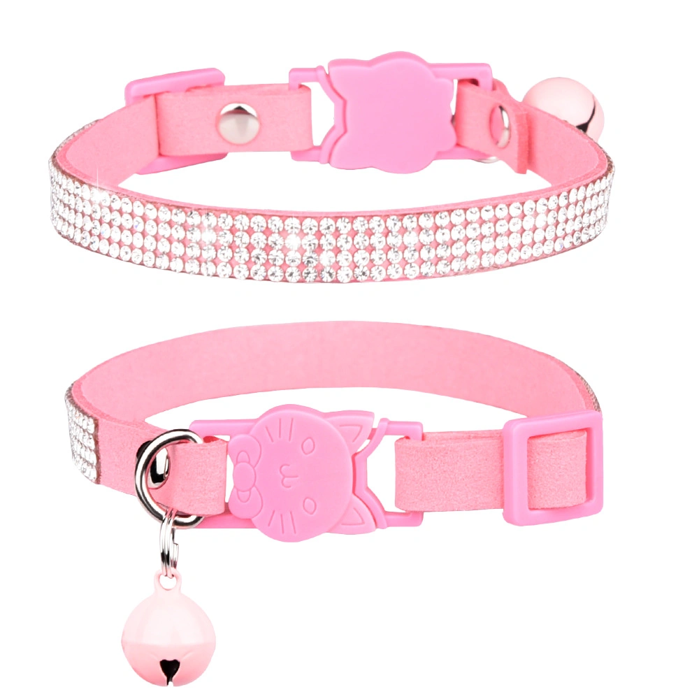 Fancy Design Shiny Rhinestones Decoration Bell Plasitc Buckle Pet Collar