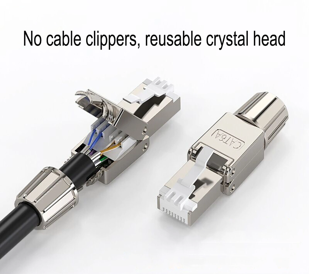 CAT6 Gigabit Shielded Crystal Head Reusable High quality/High cost performance Metal RJ45 Connector