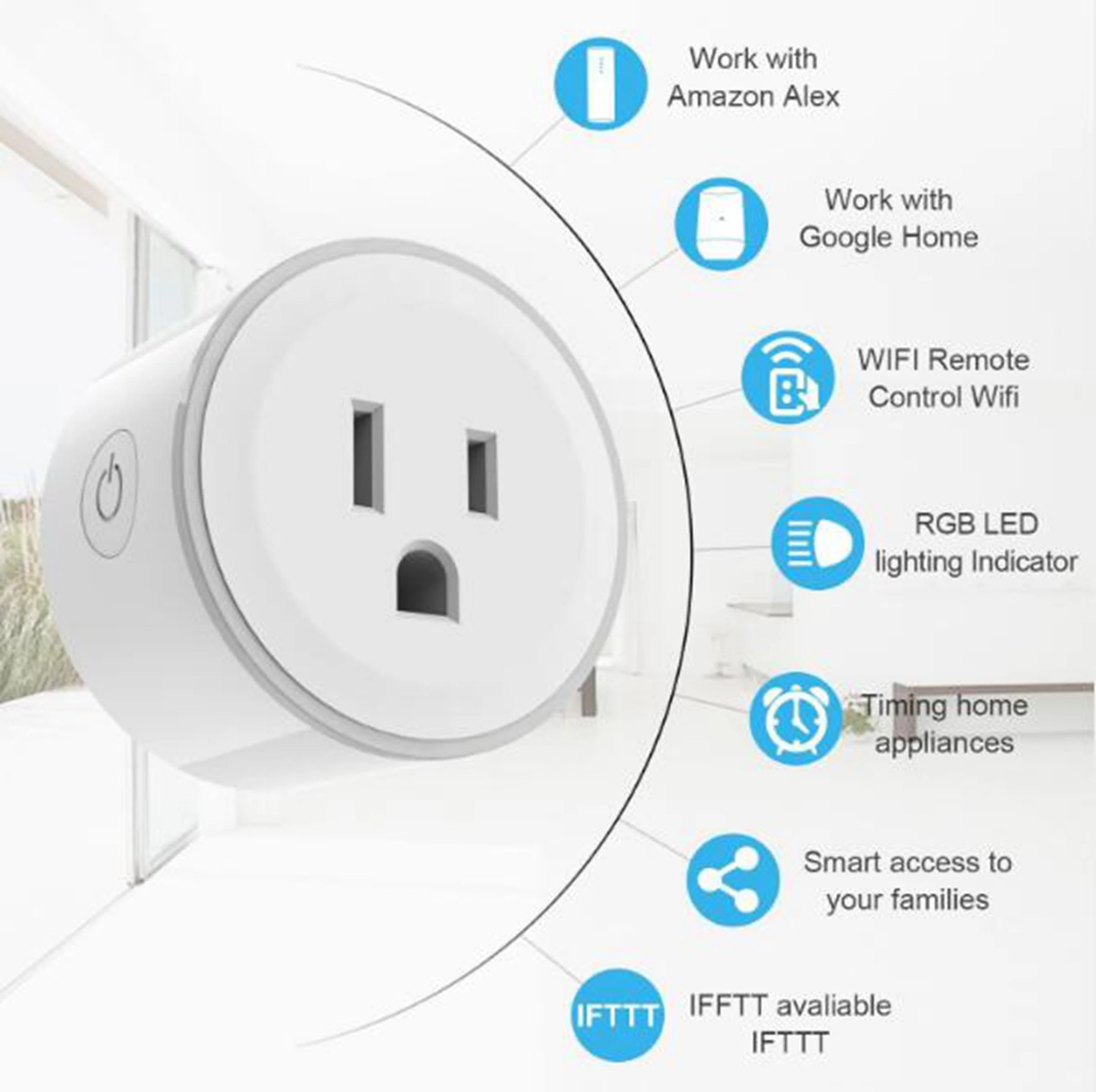 WiFi Smart Power Plug Mini Us Socket RGB Electrical Socket