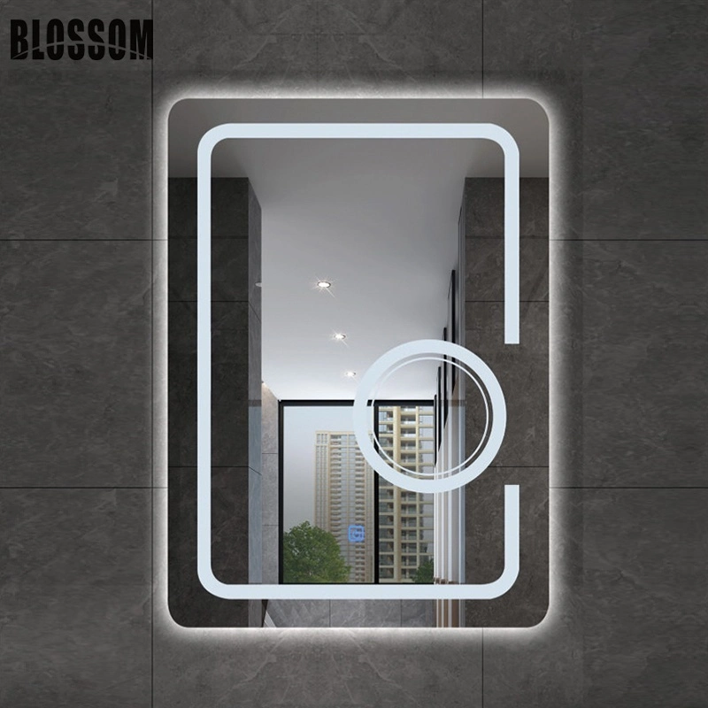 Defogger Lighted Smart Bluetooth Bathroom LED Mirror with Digital Clock