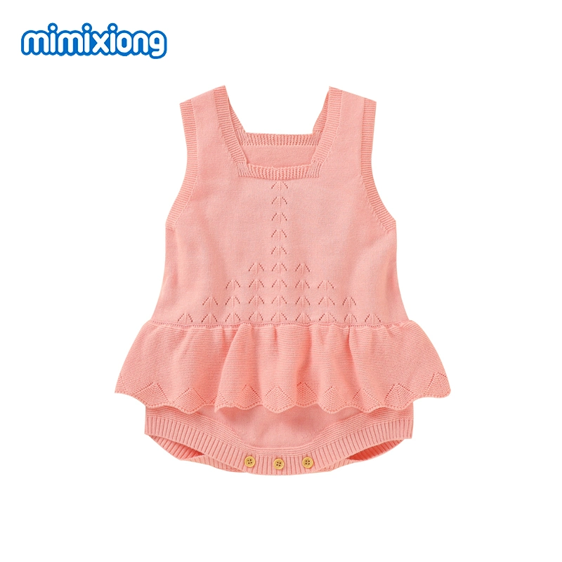 Newborn Baby Rompers Clothing Cotton Knitted Solid Ruffle Bebes Clothes Jumpsuit Infant Girls Garments