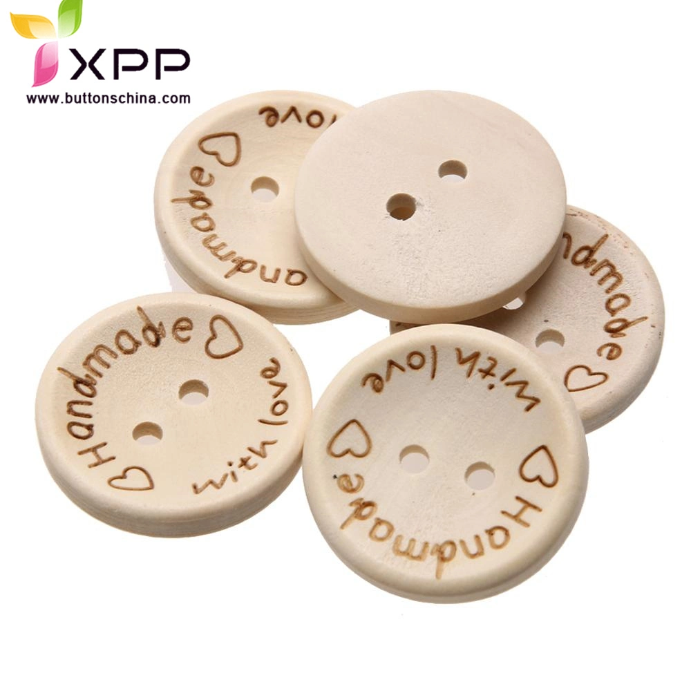 Natural Wooden Button with Laser Logo for Children Garments