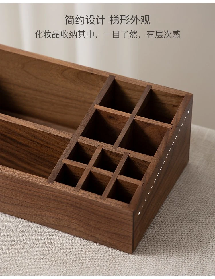 Wooden Storage Box Dressing Table Cotton Lipstick Perfume