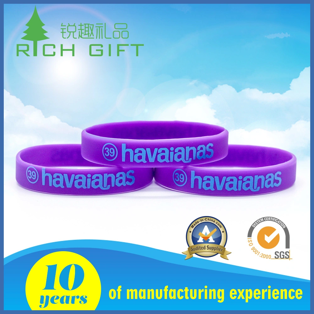 Custom Embossed/ Debossed/ Printed Colorful Logo 100% Silicone Wristband