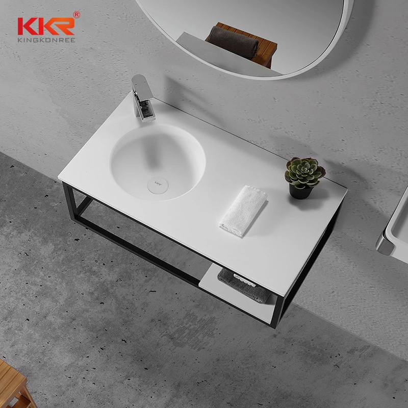 Wall Mounted Metal Frame Bathroom Vanity Set with Solid Surface Sink