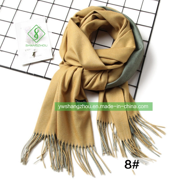 Fashion Double-Sided Plain Scarf with Tassel Winter Lady Cashmere Shawl