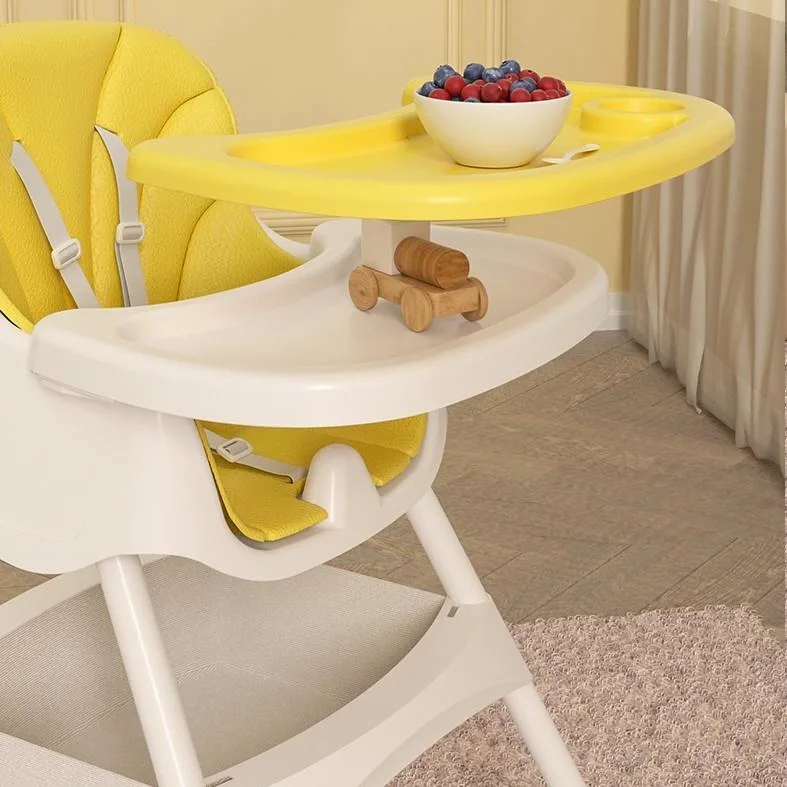 Wooden Natural Baby High Chair Removable Tray Safety Harness 3-in-1 Infant Highchair