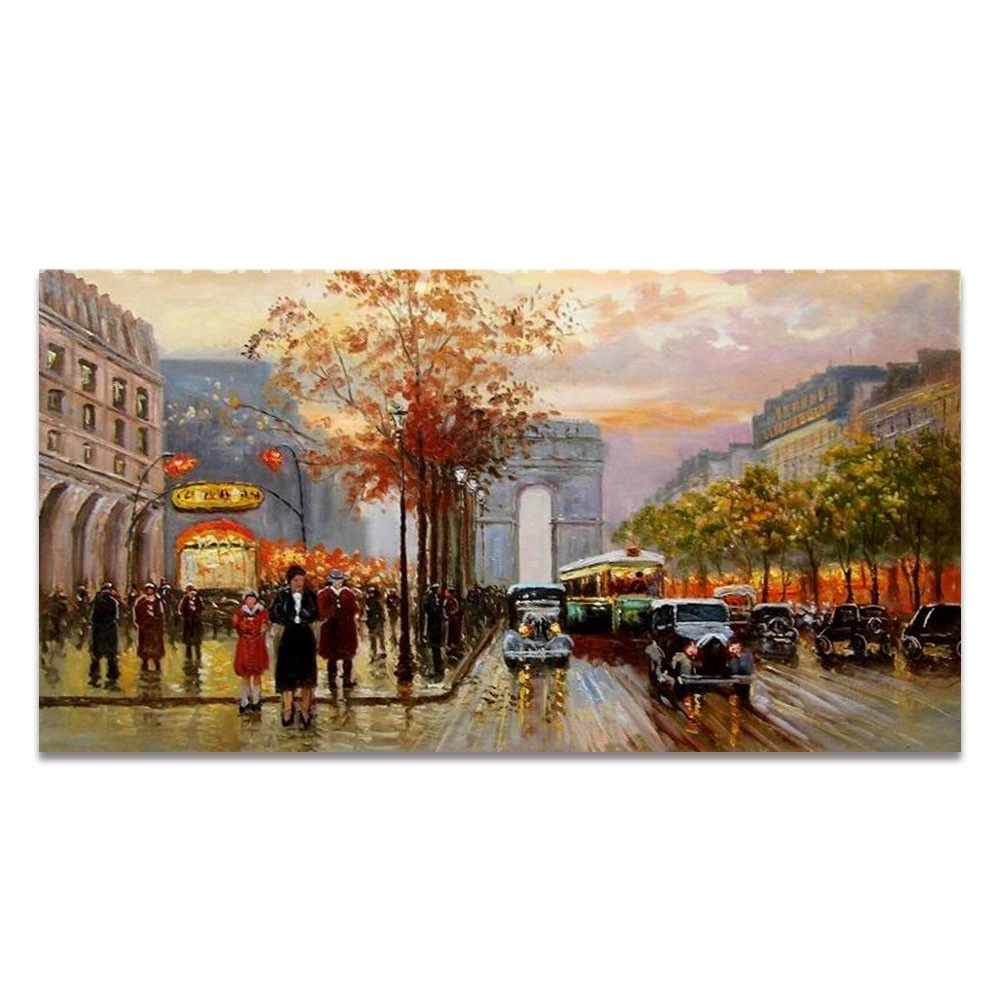 100% Handmade Impressive Paris Canvas Landscape Oil Painting for Home Decoration