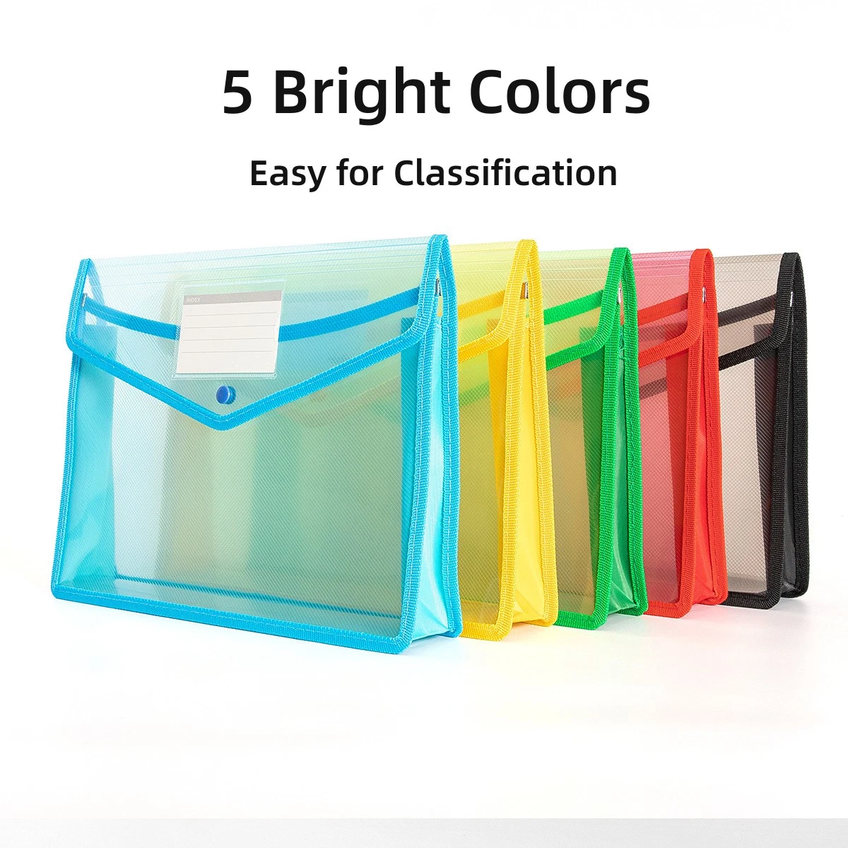 A4 Size Yellow Color Big Volume File Wallet with Plastic Clip Button File Folder/Organizer Wholesale/Supplier Stationery School and Office Supplies 5PCS/Pack