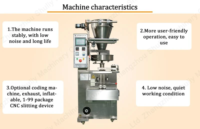 Machine d'emballage de remplissage et de scellage de grains de café, de noix de cajou, d'arachides, de viande séchée, de noix, de popcorn.