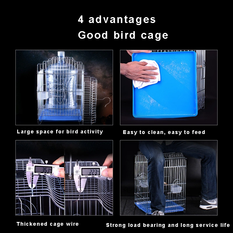 Feu à éclats Parrot cage à oiseaux galvanisée grande cage à oiseaux acier inoxydable Cage à oiseaux