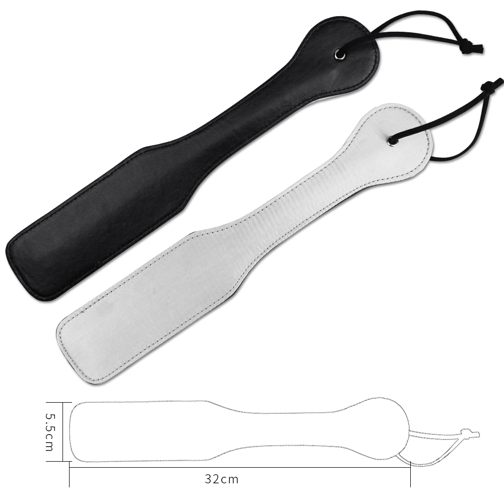 Paquete Sexy Adulto Negro y Plata Doble BDSM de cuero a la cara de la pala Látigo SM suministros de entrenamiento para juguetes de sexo de Spanking