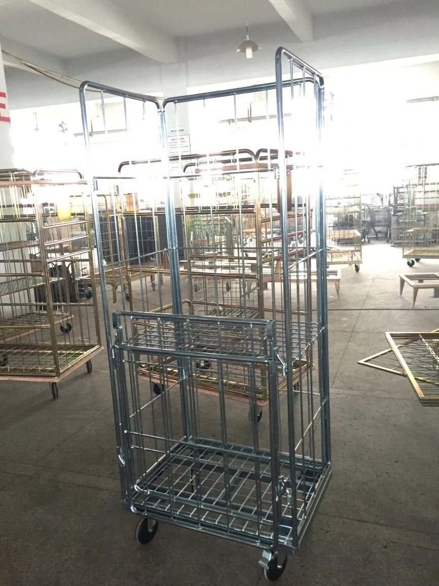 Warehouse Storage Folded Steel Roll Wire Mesh Cage