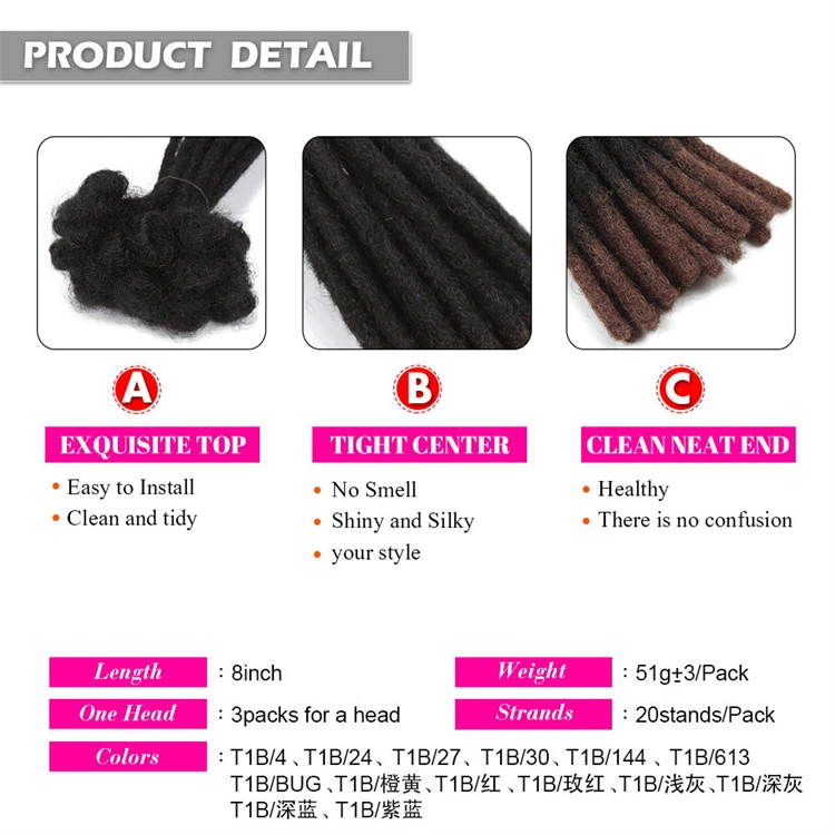 8inch Dirty Braids Crochet Human Hair Extensions Handmade Hair