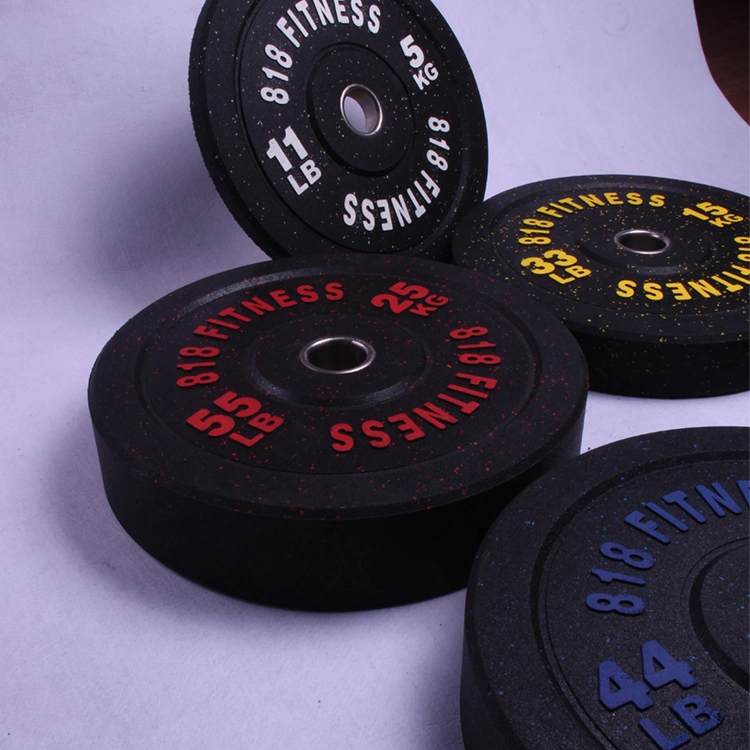 Salle de gym professionnelle de l'équipement les plaques de poids rond 10kg d'haltères longues plaques de butée en caoutchouc