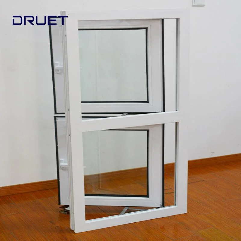 Double Hung Black Vinyl Window with Screen UPVC Casement Sliding Folding Bifold UPVC Window Windows and Doors