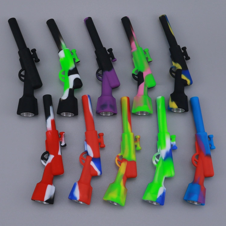 Rifle Shaped Water Pipes Silicone Glass Pipe Hand Smoking Accessories Pipe Spoon Pipe