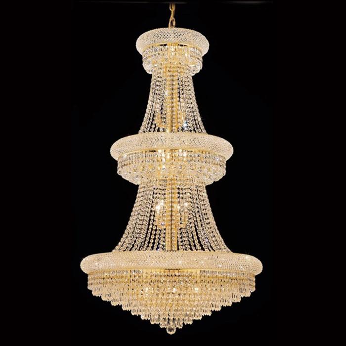 Professional Custom Design Indoor Decoration Lighting Hotel Project LED Sliver Gold Empire Crystal Fixture