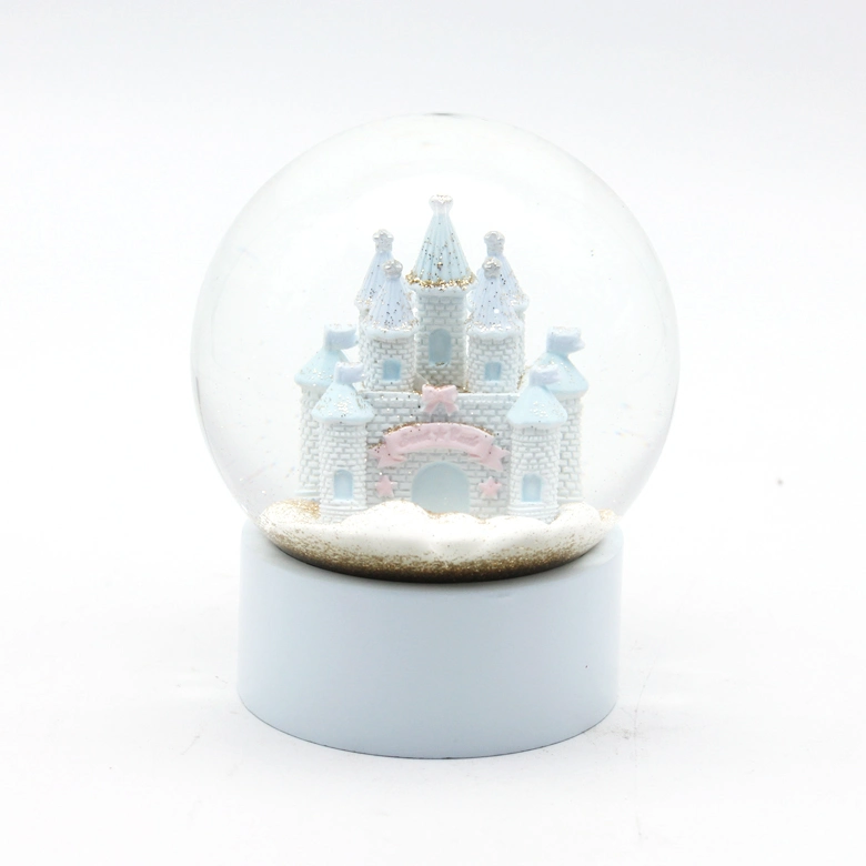 Custom Made Water Globe Resin Dreamlike Blue Castle Glass Snow Globe