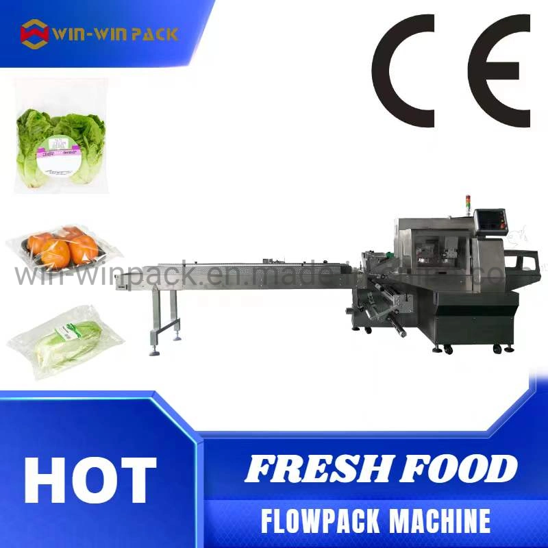 Frutas y verduras frescas horizontal Máquina de embalaje de flujo comercial de alimentos Máquina automática de ajuste automático de la máquina de embalaje