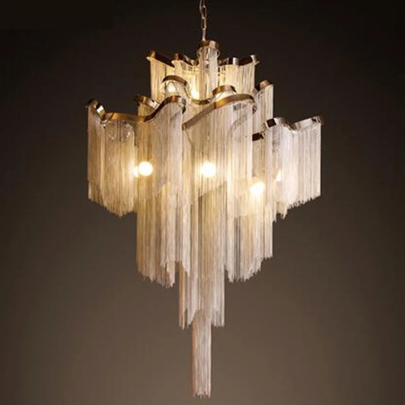 Art Decor Modern Aluminum Slive Chain Tassel Chandelier (WH-CC-11)