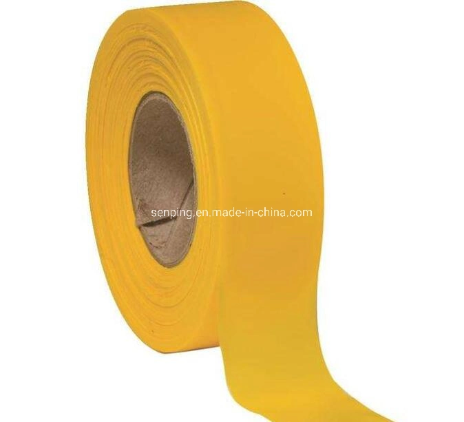 Farm Garden Plastic Marking Ribbon Strapping Flagging Tape Hot Sale Customize Printed Signal Adhesion Safety Flagging Barrier PVC Reflective Warning Tape